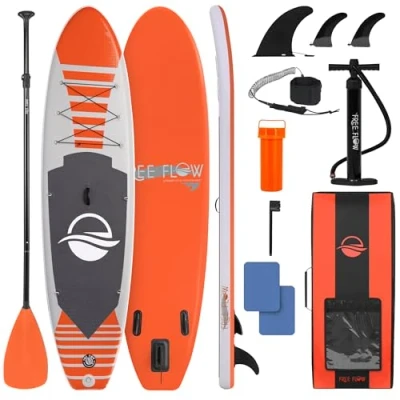 Abbildung von SereneLife Stand Up Paddling Board Set, SUP Komplettes Zubehör, Paddle für Kinder &amp; Erwachsene, Surfbrett Tragetasche, Set Anti Rutsch mit Pumpe, Auflasbares Paddelbrett