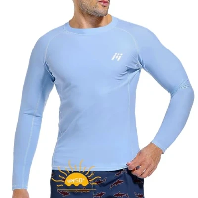 Abbildung von MEETWEE Herren Rash Guard Vest Männer Langarm/Kurzarm UV Schutz T Shirt Tops UPF 50+ Schnelltrocknend für Schwimmen Surfen Wassersport