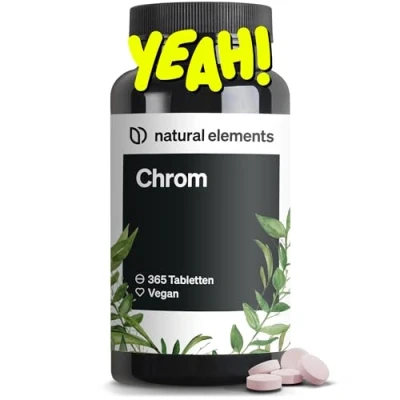 Abbildung von Chrom aus Chromium Picolinate hochdosierte 200 mcg pro Tablette 365 Tabletten vegan, ohne unnötige Zusätze in Deutschland produziert &amp; laborgeprüft