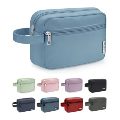 Abbildung von MOCOCITO Kulturbeutel für Herren, Reise, Kulturtasche, Kosmetiktasche, Faltbarer mit Tragegriff, Waschtasche Damen(Graublau)