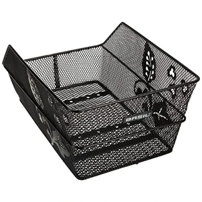 Abbildung von Basil 11175 Cento Flower Fahrradkorb, Schwarz, 47 cm x 31 21