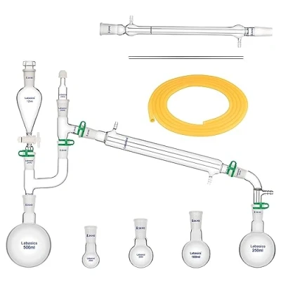 Abbildung von Labasics Labor Destillation Kit für Wesentlich Öl Extraktion, 500 ml 20 Stück Borosilikat Glas Geräte 24/40 Dampf Set Glaswaren