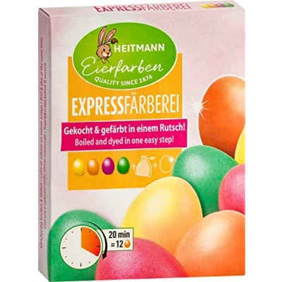 Abbildung von Heitmann Eierfarben Expressfärberei 4 flüssige in Gelb, Orange, Pink und Grün