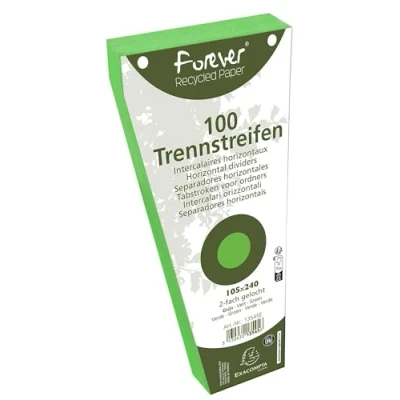 Abbildung von Exacompta Ref. 13545E Karton mit 6 Packungen je 100 Stück Trapezregister Forever 105 x 240 mm Grün