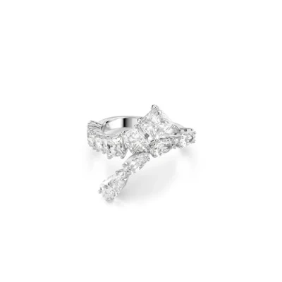Abbildung von Swarovski Matrix Ring, Weißer, Rhodinierter Damenring mit Strahlenden Kristallen in Verschiedenen Schliffen