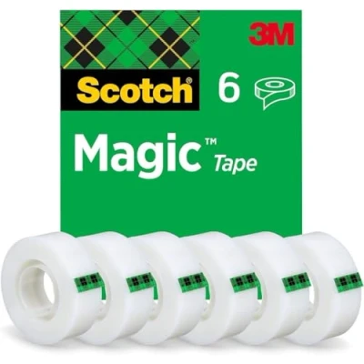 Abbildung von Scotch Magic Tape 6 Rollen, 19 mm x 33 m Unsichtbares Klebeband für allgemeine Zwecke zur Reparatur, Etikettierung und Versiegelung von Dokumenten