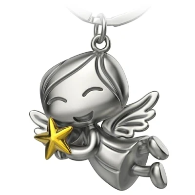 Abbildung von FABACH Schutzengel Schlüsselanhänger Lucky mit Stern Weihnachtsengel aus Metall Weihnachten Glücksbringer Engel als Geschenk für Freundin