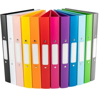Abbildung von OfficeTree 12x Ringbuch A4 Set 12 Farben 2 Ring Mechanik Ringmappe Rückenbreite 3,5cm Ringhefter aus robusten Kunststoff Ringordner schmal inkl. Sticker Hefter