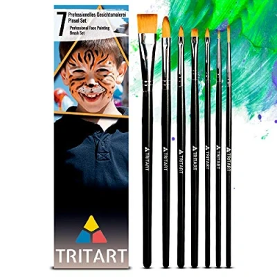 Abbildung von Tritart Schminkpinsel Set Kinderschminken 7 Teilig Schmink Pinsel Schminke für Fasching Halloween Make Up Theaterschminke