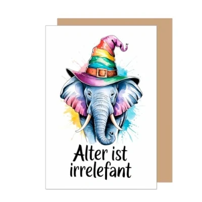 Abbildung von Edition Seidel Premium Geburtstagskarte mit Umschlag. Glückwunschkarte Grußkarte Karte Spruch Geburtstag Happy Birthday Mann Frau Elefant lustig Humor (G3711 SW025)