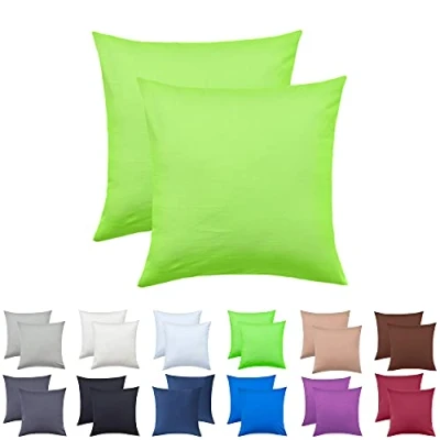 Abbildung von NatureMark 2er Pack Jersey Kissenbezug Kissenhülle Kissenbezüge Seitenschläferkissen Nackenkissen viele Größen und Farben ÖKO TEX (80 x 80 cm, Apfel grün)