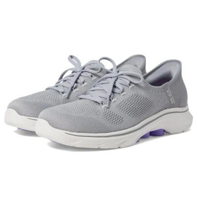Abbildung von Skechers Performance GO WALK 7 LACE Walkingschuh, Damen, Größe: 38, Gray/lavender Textil