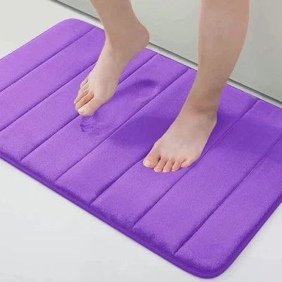 Abbildung von Homaxy Memory Foam Badezimmer Badteppich Saugfähige Rutschfester Badvorleger Waschbar Badematte 51 x 76 cm, Lila
