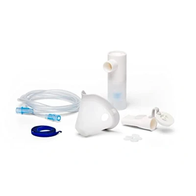 Abbildung von OMRON NEB6034, Komplettes Zubehörset für Erwachsene, Ersatzset X105 Inhalationsgerät, Erwachsenenmaske, Mundstück, Nasenstück, Luftschlauch, Luftfilter, Originalzubehör