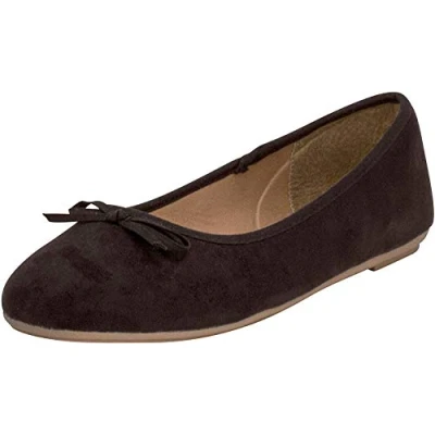 Abbildung von Fitters Footwear That Fits Damen Ballerina Helen Microfibre modische Basic Ballerinas mit Schleife Übergröße (42 EU, schwarz)