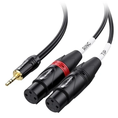 Abbildung von Cable Matters 3,5 mm TRS auf 2 XLR Kabel 1,8 m, Dual Buchse Y Splitter Kabel, Duale Weiblich 3,5mm