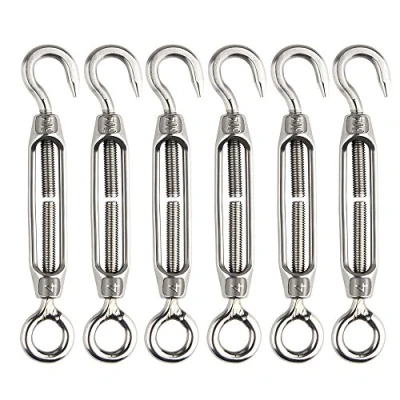 Abbildung von FEPITO 6 Stück Spannschloss Draht Spanner M4 Edelstahl verstellbare Haken und Augen Set Heavy Duty