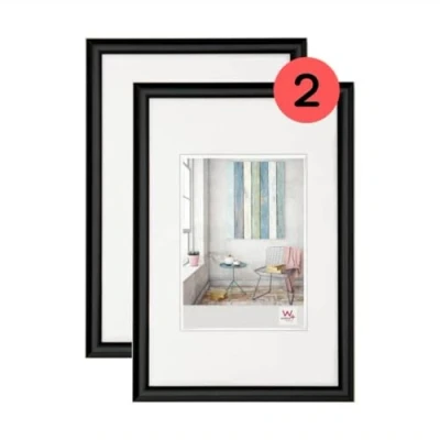 Abbildung von walther design Bilderrahmen schwarz 30 x 45 cm Doppelpack, Trendstyle Kunststoffrahmen KP045BD