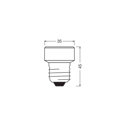 Abbildung von Osram LED STAR FLAT mit 3.5W (wie 26W), 270lm/2700K, warmweiß 827, frosted, Kunststoff in Schwarz, E27 Schraubgewinde, 3 fach dimmbar über Wandschalter, 35 mm Durchmesser