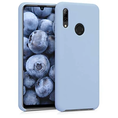 Abbildung von kwmobile Hülle kompatibel mit Huawei P Smart (2019) Silikon Handy Case Handyhülle weiche Oberfläche kabelloses Laden Hellblau matt