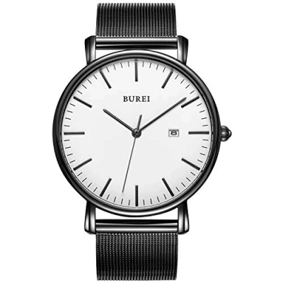 Abbildung von BUREI Herren Armbanduhren,Minimalistische Analog Quarz Uhren für Männer mit Mesh Band,Geschenke