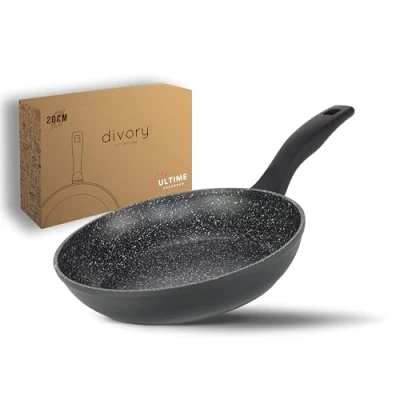 Abbildung von DIVORY Bratpfanne 20cm Induktion Antihaft Beschichtete große Universalpfanne für alle Herdarten Sichere Griffe, Spülmaschinen geeignet (Ultime, 20cm)