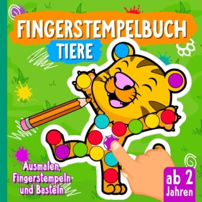 Abbildung von Fingerstempelbuch ab 2 Jahren: 50 tierisch tolle Motive zum Fingerstempeln, Malen und Basteln Fingerfarben Stempelbuch für Mädchen Jungen mit ... Fingerstempel Buch Bastelbuch Kinder