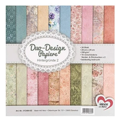 Abbildung von Ideen mit Herz Duo Design Papiere Block 20 Blatt Bastelpapier 25 x cm 250g/m² beidseitig bedruckt Designpapier, Motivpapier ideal für Scrapbooking, Basteln (Hintergründe 02)