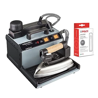 Abbildung von Polti FI000032 Vaporella 2H Professional Dampfbügeleisen mit Dampfkessel, Sicherheitskappe, 3bar, 20 Kalstop Ampullen inklusive, Made in Italy, Aluminium, Grau/Schwarz