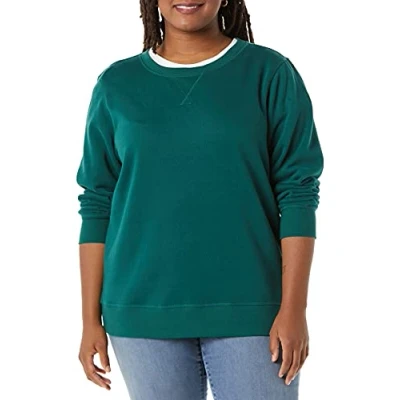Abbildung von Amazon Essentials Damen Sweatshirt aus French Terry Fleece mit Rundhalsausschnitt (Erhältlich in Übergröße), Dunkelgrün, M