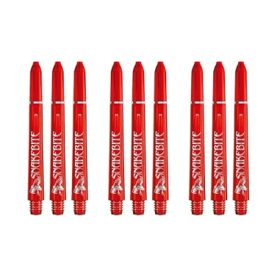 Abbildung von RED DRAGON Peter Wright Snakebite Signature Series Dart Schäfte, Medium, Rot, 3 Sets pro Packung (9 Schäfte insgesamt)