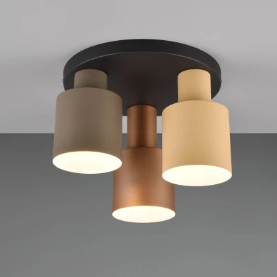 Abbildung von TRIO Leuchten Deckenleuchte »AGUDO, Deckenlampe Ø30cm Wohnzimmer 3 flammig exkl 3xE27 max 40W«, flammig, Leuchtmittel E27 wechselbar, mehrfarbige Lampenschirme in beige taupe &amp; coffee, Schlafzimmerlampe