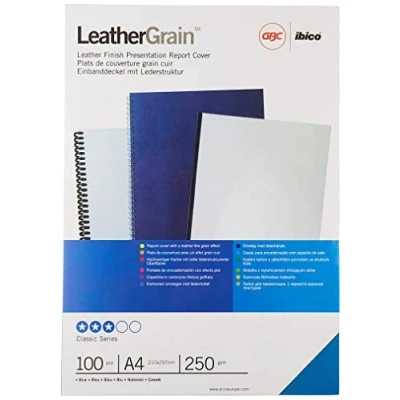 Abbildung von LeatherGrain Umschlagmaterial, A4, 100 Stück, blau