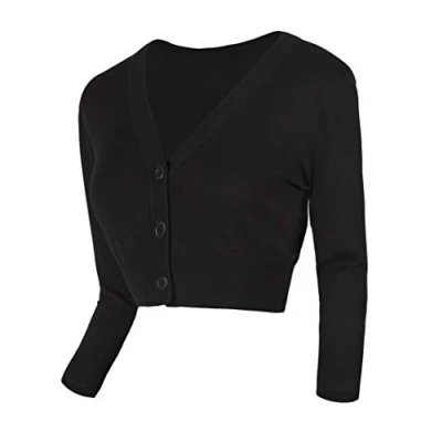 Abbildung von Urban GoCo Damen V Ausschnitt Kurz Strickweste Strickjacke (M, weiß)