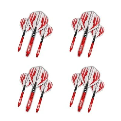 Abbildung von RED DRAGON Dart Flight and Schäfte Kombi Rot 4 Sätze Standardflüge und Medium Nitrotech pro Packung