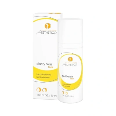 Abbildung von AESTHETICO clarify skin, 50 ml Mattierende Feuchtigkeitspflege für Mischhaut, fettige Haut und Akne, leichte Gelcreme mit Salizylsubstanzen, beruhigt Panthenol Bisabolol, auch Männerhaut