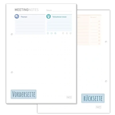 Abbildung von Häfft Meeting Notes Block A5 mit 50 Blatt &amp; Lochung für Besprechungen und Projekte klimaneutral nachhaltig