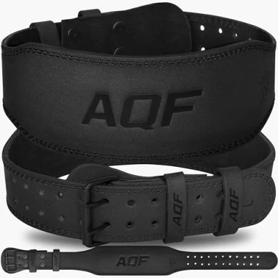 Abbildung von AQF Gewichthebergürtel 4&quot; 6&quot; Breit Leder Lendenwirbelstütze Gepolsterte Lifting Belt, Gym Belt Mit Stahlrollenschnalle, Sportgürtel Für Bodubuilding &amp; Fitness (Schwarz/Gold 6 Zoll, XXXL 44&quot; 48&quot;)