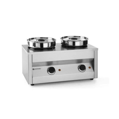 Abbildung von HENDI Saucen Bain Marie 2x Behälter 8,4 Liter 50,5 x 26,5 24,5 cm elektrisch mit Deckel, Edelstahl Hotpot für Suppen