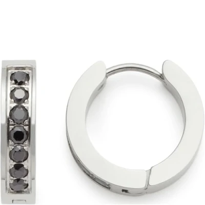Abbildung von JEWELS BY LEONARDO Creole Inka, 1 Paar Klapp Kreole aus silberfarbenem Edelstahl, schwarze Zirkonia Steinchen, Schmuck Damen Geschenk, 024306