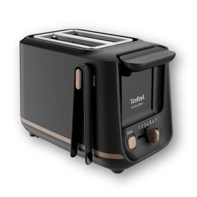Abbildung von Tefal Toaster mit 2 Schlitzen, inkl. Magnetklammern, große Bedienelemente, 7 Bräunungsstufen, herausnehmbare Krümelschublade, Erhöhungsfunktion TT533811, Schwarz