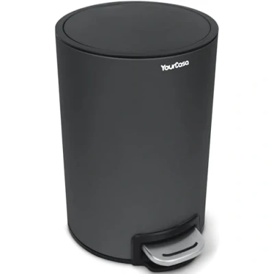 Abbildung von YourCasa® Mülleimer Bad [5L] Elegantes Design Badezimmer Klein Kosmetikeimer mit Deckel und Softclose Abfalleimer Toilette herausnehmbaren Inneneimer (Anthrazit)