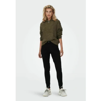 Abbildung von ONLY Damen Strickpullover mit Reißverschluss Stehkragen Knitted Sweater Half Zip Troyer ONLBAKER, Farben:Dunkelbraun, Größe:S