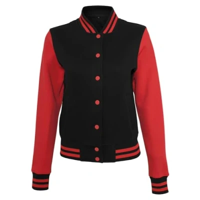 Abbildung von Build Your Brand Damen Ladies Sweat College Jacket Varsity Jacket, Black/Red, M
