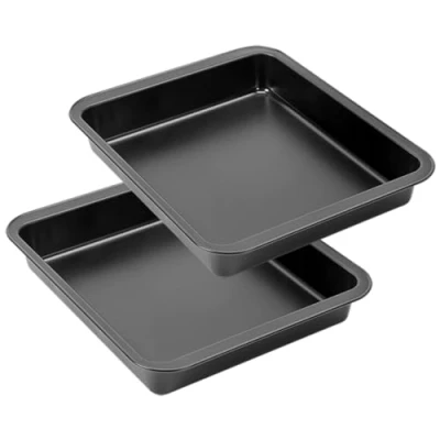 Abbildung von MGE Lasagne Auflaufform Set Quadratische Kuchenform mit Antihaftbeschichtung Backform Auflaufformen Karbonstahl von 2 Stück 22 x cm