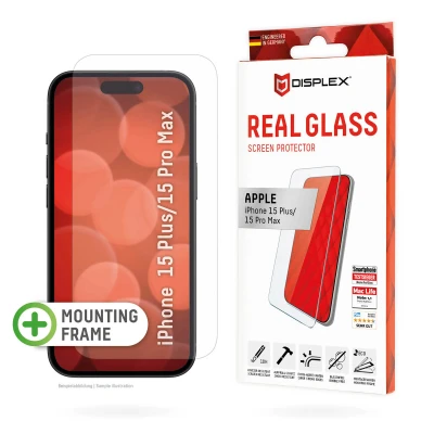 Abbildung von Apple iPhone 15 Plus Panzerglas Displex Real Glass 2D Bildschirmschutzfolie für das / Pro Max