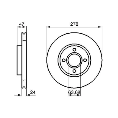 Abbildung von BOSCH 0 986 478 427 Bremsscheibe 278 24 4 107,95 Belüftet, innenbelüftet geölt FORD: MONDEO 2, 2 Kombi