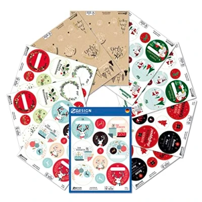 Abbildung von AVERY Zweckform 110 Aufkleber Weihnachten Geschenkbeschriftung (Made in Germany, Papier Sticker, selbstklebende Geschenkaufkleber, Weihnachtsdeko, Basteln, beschriftbar, Geschenkeetiketten) 51011