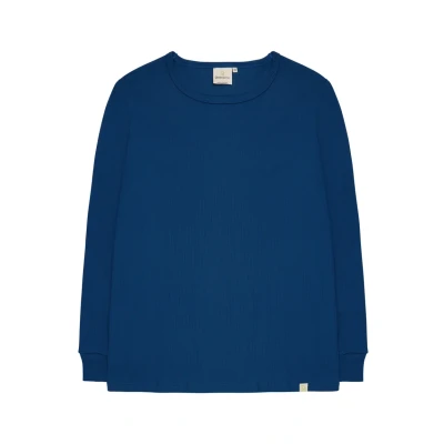 Abbildung von greenjama Damen Langarm Shirt aus Derby Rib, GOTS Zertifiziert Pyjamaoberteil, Ultramarin, 42