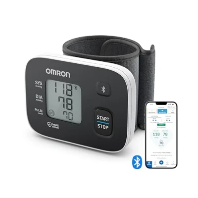 Abbildung von OMRON RS3 Intelli IT Handgelenk Blutdruckmessgerät, klinisch validiert, mit kostenloser Smartphone App für iOS/Android, 13,5 21,5 cm Manschette, Manschettensitzkontrolle und 30 Speicherplätzen